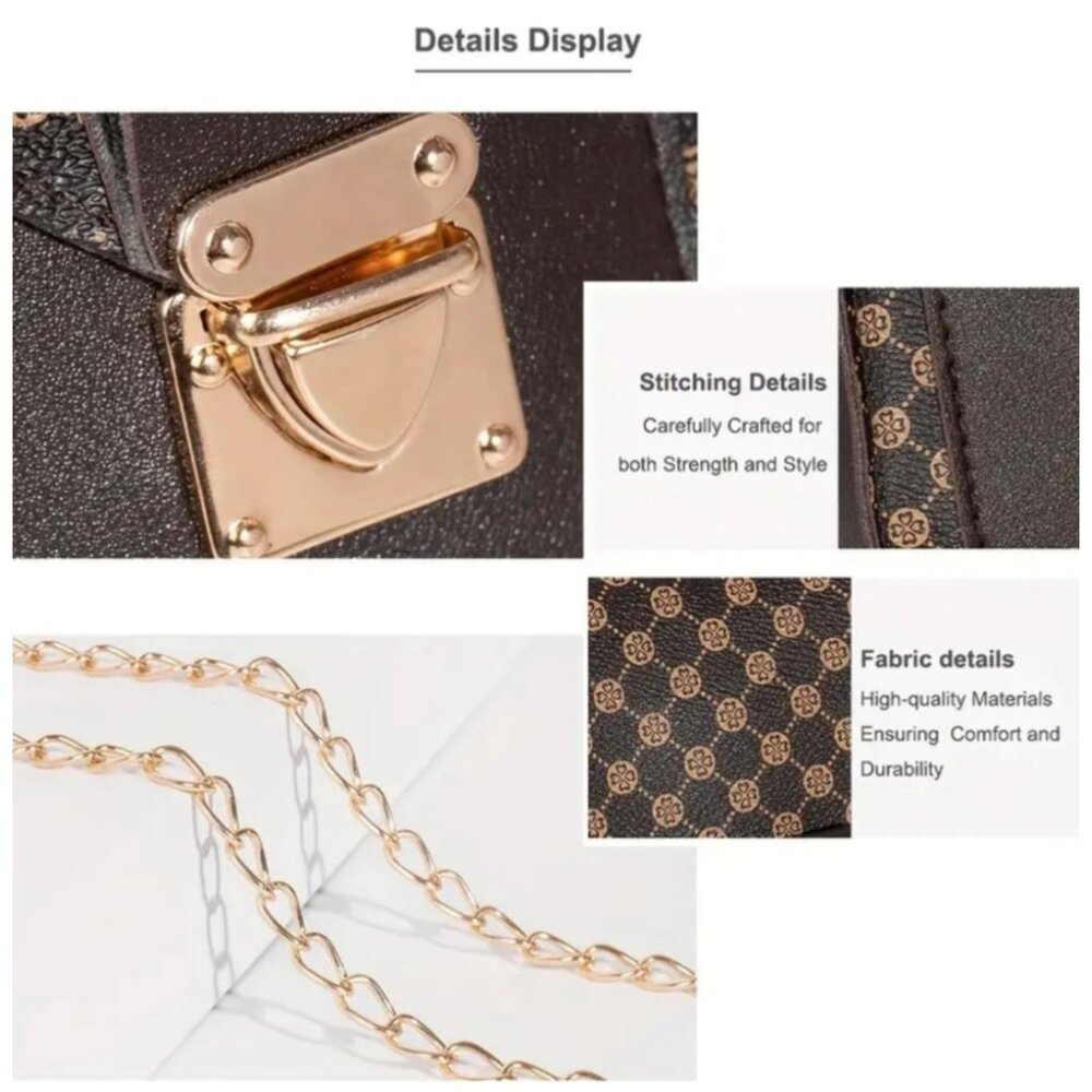 Luxury Black Crossbody Phone Bag With Gold Chain  and secure Clasp - Picture 2 of 3